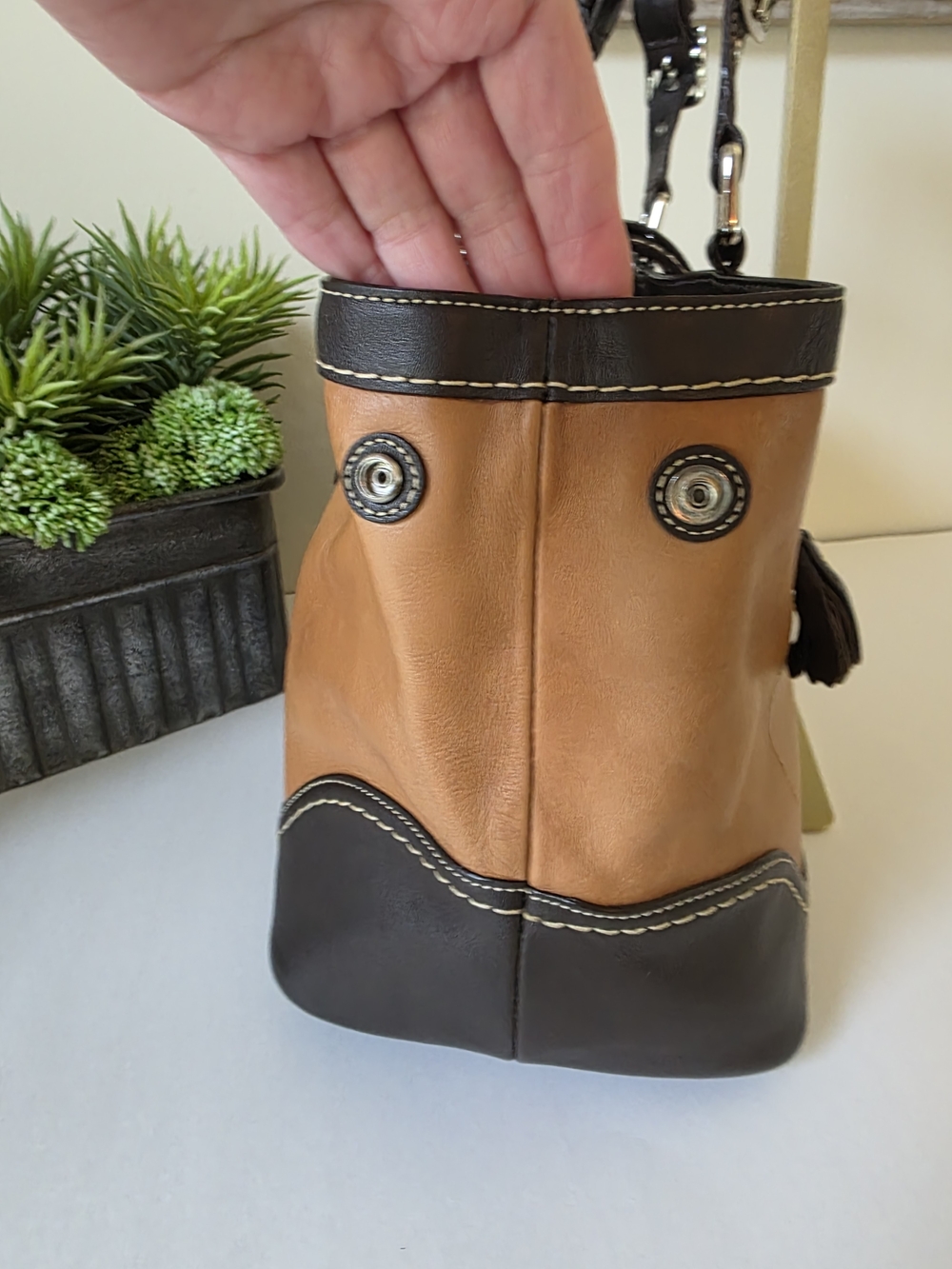 Vintage Coach Hamptons Carryall Tote Leather Suede Signature Shoulder Bag - Picture 10 of 16
